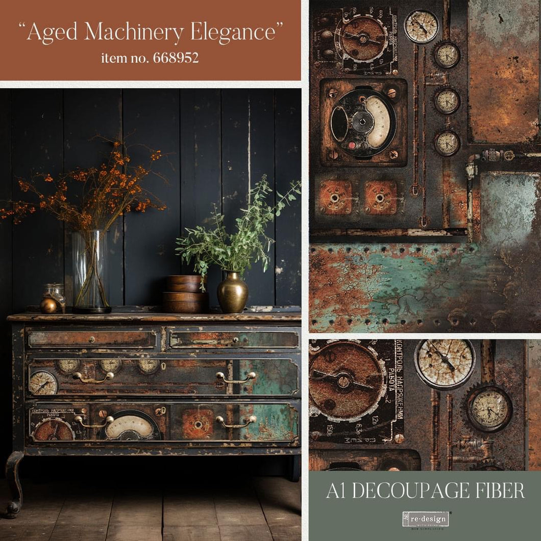 EXCLUSIVE reDesign with Prima A1 Decoupage Papers - Aged Machinery Elegance