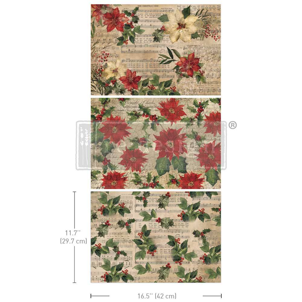 reDesign with Prima A3 Decoupage Fiber Pack - Poinsettias