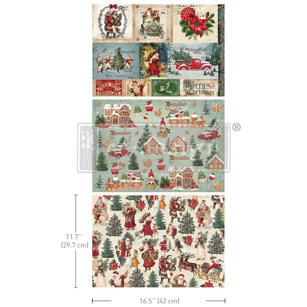 reDesign with Prima A3 Decoupage Fiber Pack - Santaland Sparkle