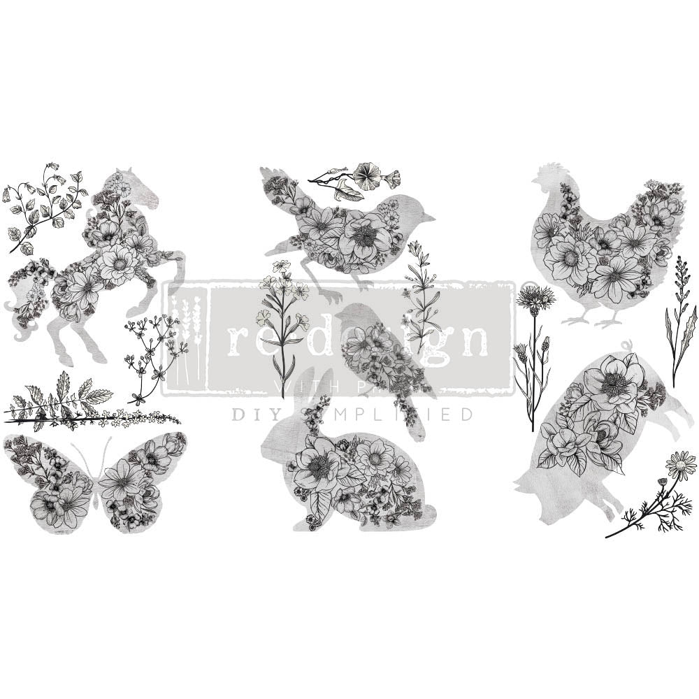 NEW Small Decor Transfer - Scribbled Animals